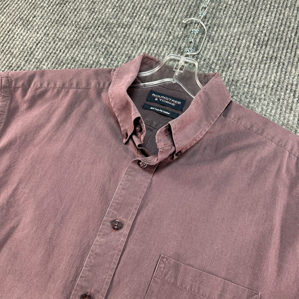 Roundtree & Yorke Mens XL Burgundy Cotton Button Down Shirt